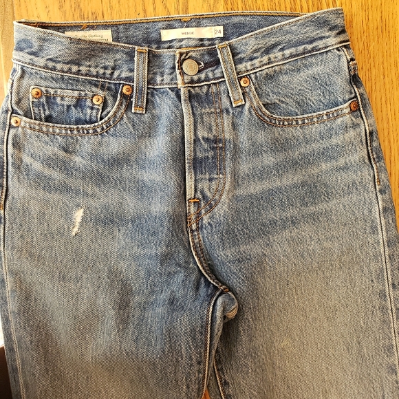 Levi's Wedgie 24x27 skinny premium 100 cotton rigid vintage style retro jean - Picture 7 of 16